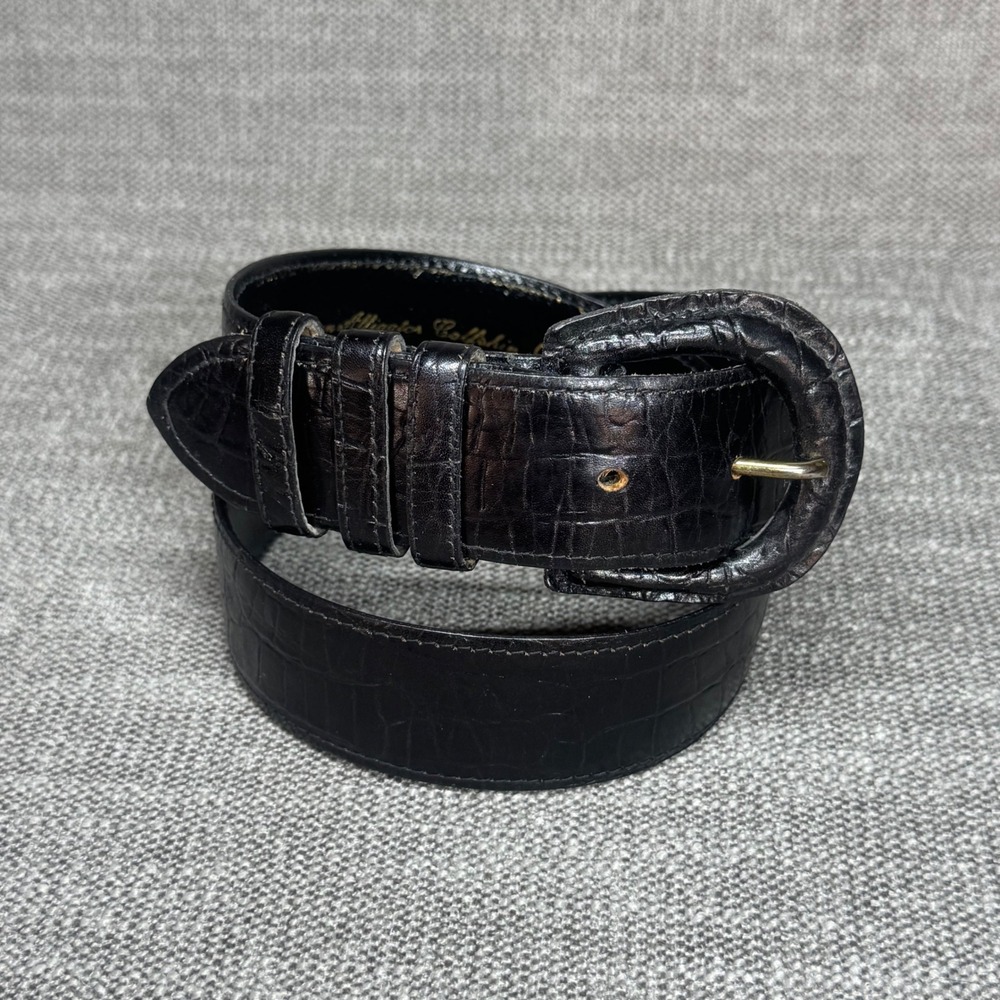 Cipriani Vintage Black Italian Alligator Calfskin Leather Belt Large Old Money